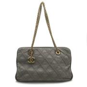 Pre-owned Leather totes Chanel Vintage , Gray , Dames