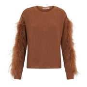 Veren Gebreide Trui Twinset , Brown , Dames