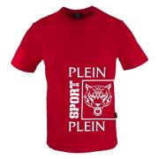 Korte Mouw Katoenen T-shirt Monochroom Logo Plein Sport , Red , Heren