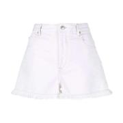 Hoge taille denim shorts met rafelzoom Isabel Marant Étoile , White , ...