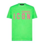 Fluorescerend groen Tee-shirt met iconisch logo Dsquared2 , Green , He...
