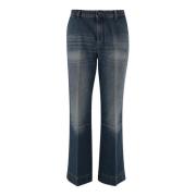Denim Jeans met Gestreken Plooien Victoria Beckham , Blue , Dames