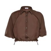 Bruin Katoen Klassieke Kraag Shirt Brunello Cucinelli , Brown , Dames