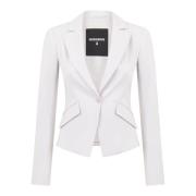 Grijze Aansluitende Blazer met Diagonale Zakken Patrizia Pepe , White ...