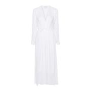 Lange mouw katoen en zijde jurk Forte Forte , White , Dames