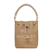 Kameel Leren Bucket Bag met Logo Marc Jacobs , Brown , Dames