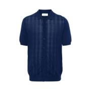 Navy Check Polo Shirt Lardini , Blue , Heren