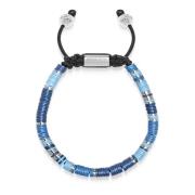 Bohemian Blauw Zilveren Kralen Armband Nialaya , Multicolor , Heren