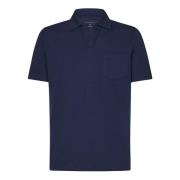 Navy Blue Cotton Jersey T-Shirt Polo Sease , Blue , Heren
