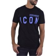 Katoenen T-shirt met Groot Logo Dsquared2 , Black , Heren