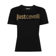 Zwart Logo T-shirt en Polo Just Cavalli , Black , Dames