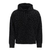 Leopard Flocked Hoodie Sweatshirt Dolce & Gabbana , Black , Heren