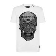 Wit Strass T-shirt Philipp Plein , White , Heren