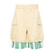 Gele Cargo Shorts Twill Stof Wales Bonner , Multicolor , Heren