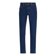 Blauwe Plain Jeans Rits Knoopsluiting Hugo Boss , Blue , Heren
