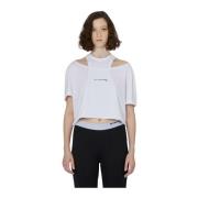 Logo Print Crop T-shirt John Richmond , White , Dames