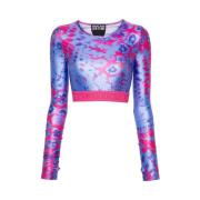 Abstract Print Crop Top Versace Jeans Couture , Multicolor , Dames