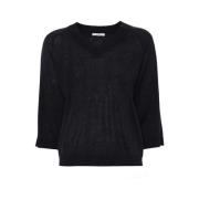 Navy Blue V-Neck Sweater Peserico , Blue , Dames