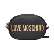 Zwarte schoudertas met gouden afwerking Love Moschino , Black , Dames
