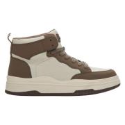 Dames Beige & Bruin Leren High-Top Sneakers Er00114190 Estro , Multico...