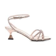 Gouden Rhinestone Enkelband Sandalen Marc Ellis , Beige , Dames