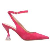 Roze Velours Slingback Pumps met Trechterhak Er00113218 Estro , Pink ,...