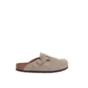 Beige Suède Platte Muilezels Schoenen Birkenstock , Beige , Heren