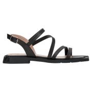 Zwarte Leren Strappy Sandalen Er00112696 Estro , Black , Dames