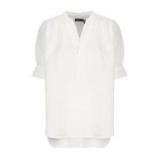 Witte Linnen V-Hals Shirt Ralph Lauren , White , Dames