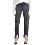 Hoge Taille Zwarte Denim Jeans One Teaspoon , Gray , Dames