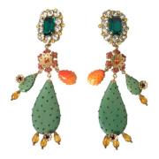 Kristallen Cactus Clip-On Dangle Oorbellen Dolce & Gabbana , Multicolo...
