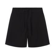 Zwarte Fleece Shorts met Grosgrain Details Moncler , Black , Dames
