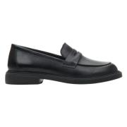 Zwarte Penny Loafers Echt Italiaans Leer Estro , Black , Dames