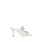 Dames Witte Leren Stiletto Muiltjes Er00112693 Estro , White , Dames