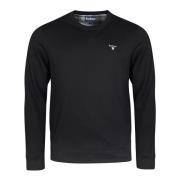 Crew-Neck Sweatshirt Zwart Geborsteld Katoen Barbour , Black , Heren