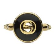 Interlocking ring in geelgoud, onyx en diamant Gucci , Yellow , Dames