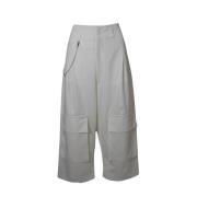 Wide Trousers High , White , Dames