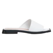 Dames Witte Leren Platte Muiltjes Er00112873 Estro , White , Dames