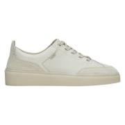 Dames Beige Lage Top Sneakers gemaakt van Echt Italiaans Leer en Velou...