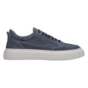 Heren Blauwe Velours Lage Sneakers Er00113467 Estro , Blue , Heren