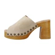 Stijlvolle Heeled Mules Sandaal Mtng , Beige , Dames