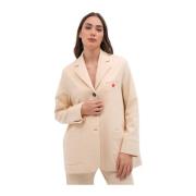 Wol Katoen Zakkenblazer Phisique du Role , Beige , Dames