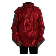 Rode Nylon Hooded Jas Dolce & Gabbana , Red , Heren