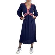 Jurk met lange mouwen en rode details Ba&Sh , Blue , Dames