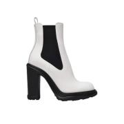 Pre-owned Leather boots Alexander McQueen Pre-owned , White , Dames
