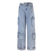 Cargo Wide Leg Low Waist Jeans Icon Denim , Blue , Dames