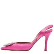 Pre-owned Satin heels Amina Muaddi Pre-owned , Pink , Dames