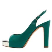 Pre-owned Leather sandals Chanel Vintage , Green , Dames