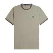 Twin Tipped Ronde Hals T-Shirt Fred Perry , Gray , Heren