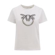 Logo Korte Mouw T-shirt Casual Pinko , White , Dames